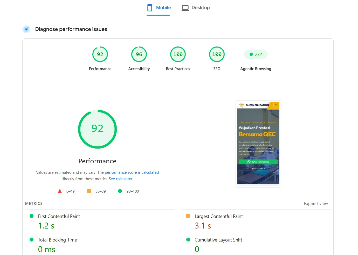 Performa Mobile Tinggi